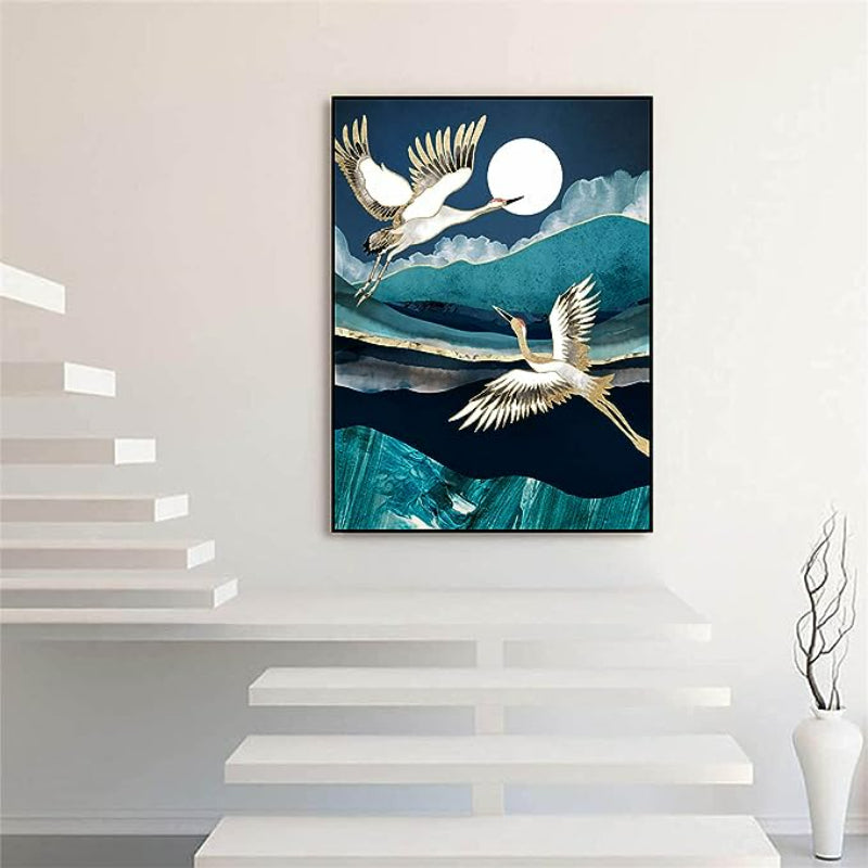 Landscape Moon And Birds Paint With Diamonds