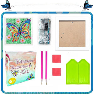 Butterfly And Flower 5D Diamond Painting Kit With Wooden Frame