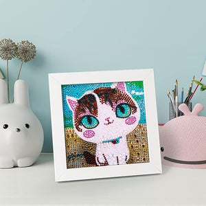 Cat 5D Diamond Painting Kit With Wooden Frame