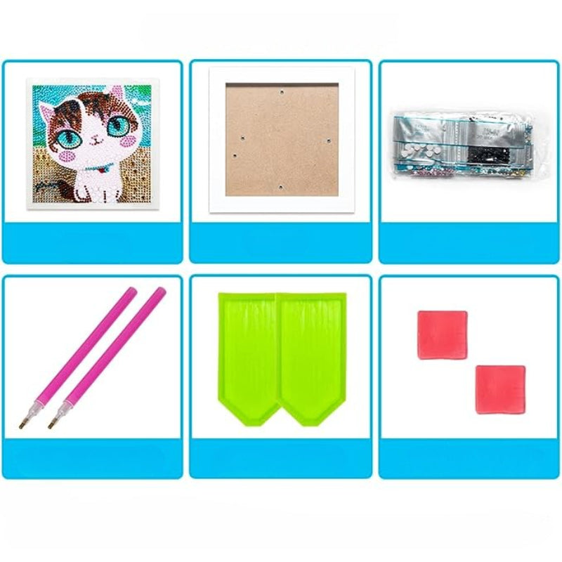 Cat 5D Diamond Painting Kit With Wooden Frame