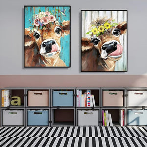 Cow With Flowers Art Painting Kits