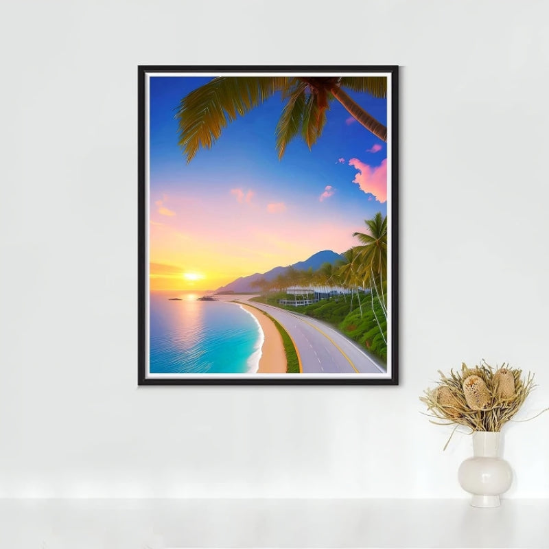 Crystal Rhinestone Beach Sunset Painting Kits