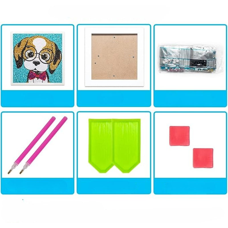 Dog With Glasses 5D Diamond Painting Kit With Wooden Frame