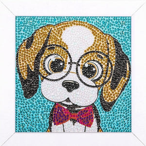 Dog With Glasses 5D Diamond Painting Kit With Wooden Frame