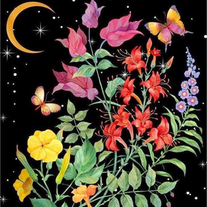 Floral And Moon Paint By Number