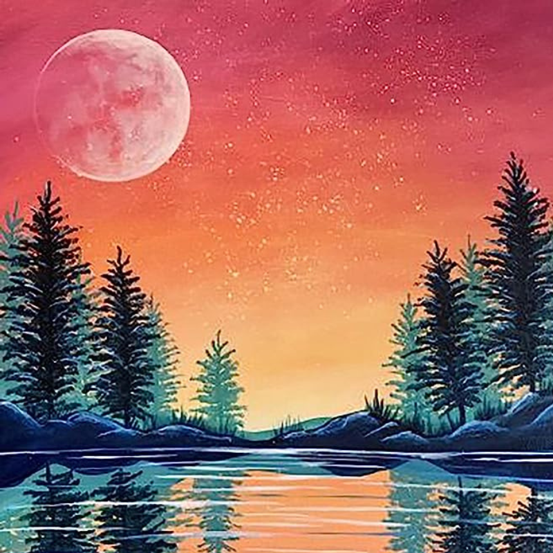 Lake And Moon Paint By Diamond Kit