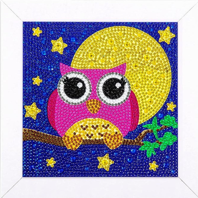 Owl In The Night 5D Diamond Painting Kit With Wooden Frame
