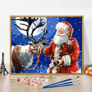 Santa And Deer Painting By Number