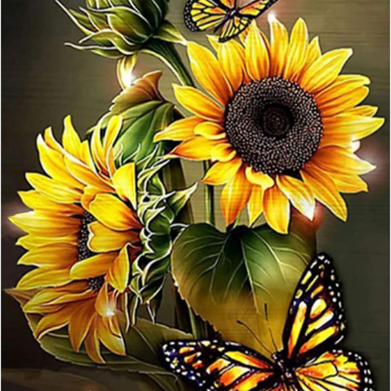 Sunflower And Butterfly Diamond Dots Painting Kits