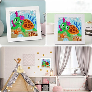 Tortoise With Flower 5D Diamond Painting Kit With Wooden Frame