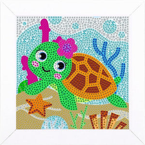 Tortoise With Flower 5D Diamond Painting Kit With Wooden Frame
