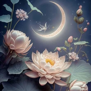 Flower And Moon Paint By Number Kit