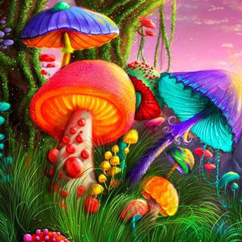 Vibrant Mushroom Paint By Numbers