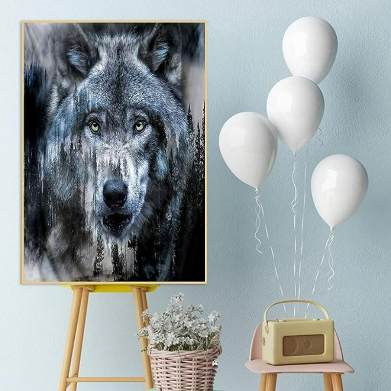 Wolf Painting By Diamonds Numbers